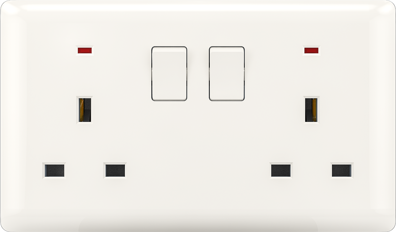 Double 13A 250V 3 pin socket with switch(neon)