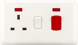45 cooker switch with 3 pin socket(neon)