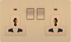 Double 13A 250V Multi. Socket with 2 Switch with 2 Neon