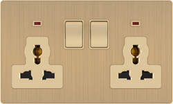 Double 13A 250V Multi. Socket with 2 Switch with 2 Neon