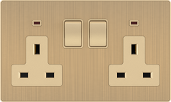 Double 13A 250V 3 Pin Socket with 2 Switch with 2 Neon