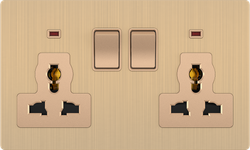 Double 13A 250V Multi. Socket with 2 Switch with 2 Neon