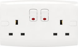 Double 13A 250V 3 Pin Socket with Switch with Neon