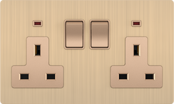 Double 13A 250V 3 Pin Socket with 2 Switch with 2 Neon